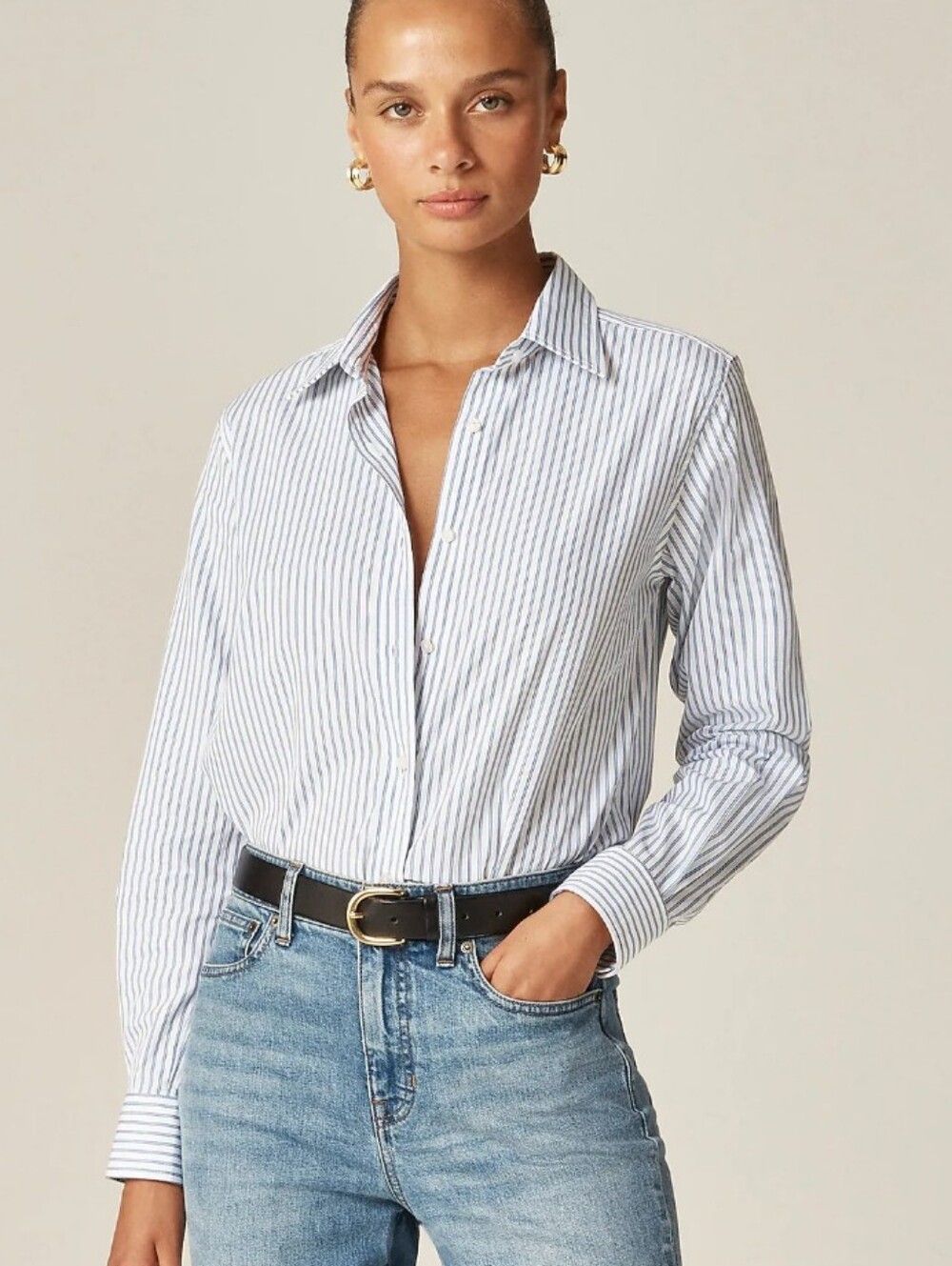 J Crew Jules classic-fit shirt in striped cotton poplin CN878 Size 8 Petite NEW - Picture 1 of 7